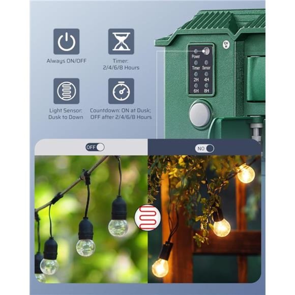 Outdoor Power Stake Timer Waterproof, 100FT Wireless Remote Control, 6 Outlets - Picture 2 of 6